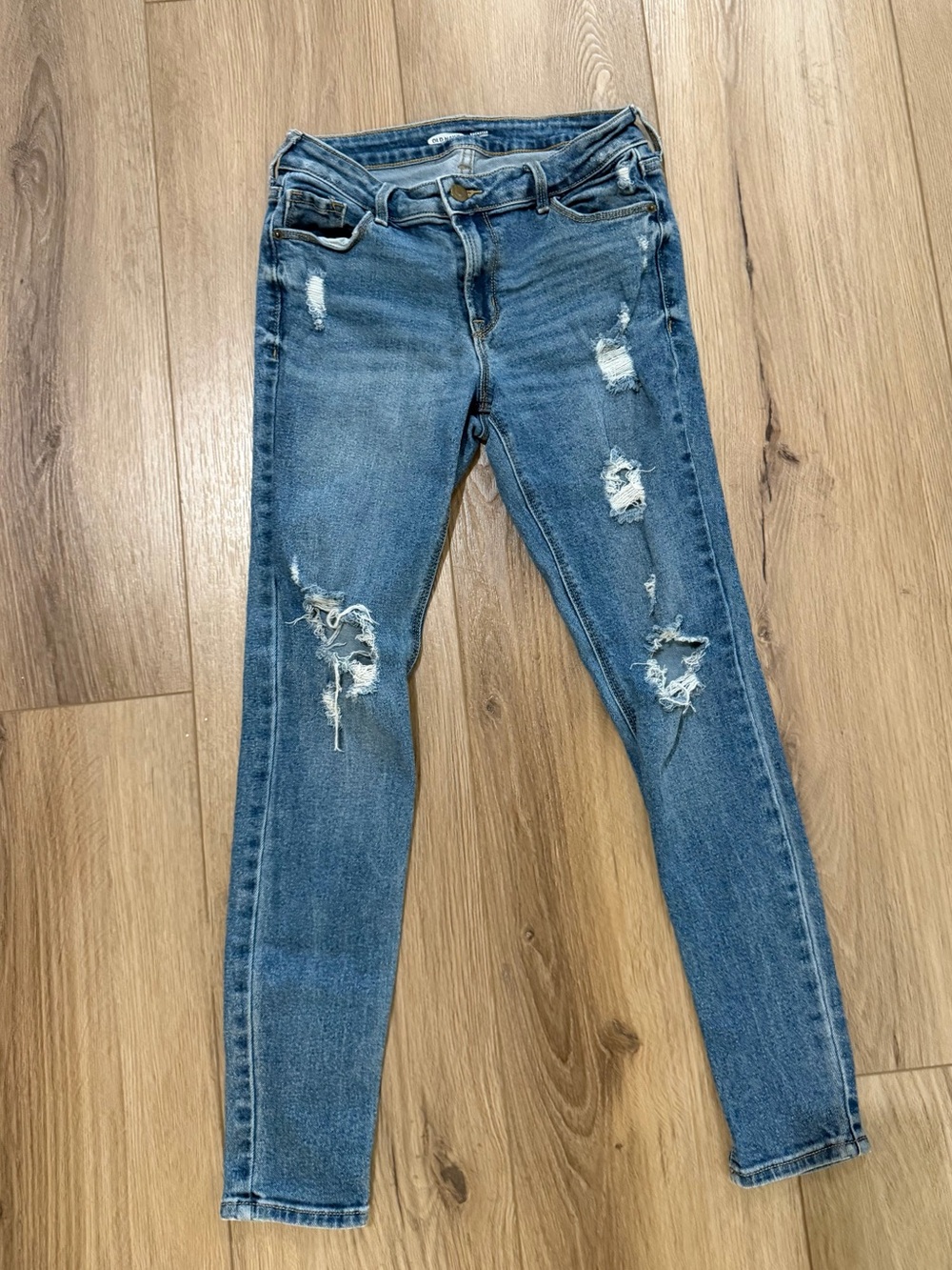 Old Navy Rockstar Super Skinny Ripped High-Rise Skinny Jeans - Blue
